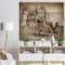 Designart - Medieval Castle with Carriage - Contemporary Print on Natural Pine Wood